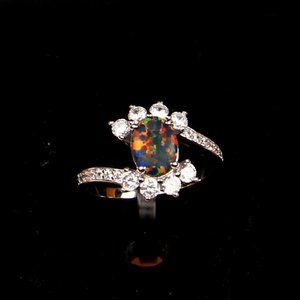 Peermont Jewelry 18k Whit Gold Black Opal Ring